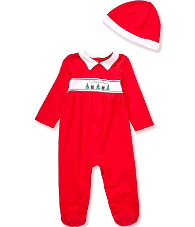 Little Me Baby Boys Long-Sleeve Little Christmas Trees Footed Coverall
