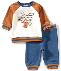 Little Me Baby Boys Long Sleeve Western T-Shirt & Active Jogger Pants Set