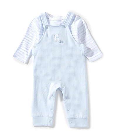 Little Me Baby Boys Sleeveless Bear-Motif Organic Cotton Overall & Long-Sleeve Striped Organic Cotton T-Shirt Set