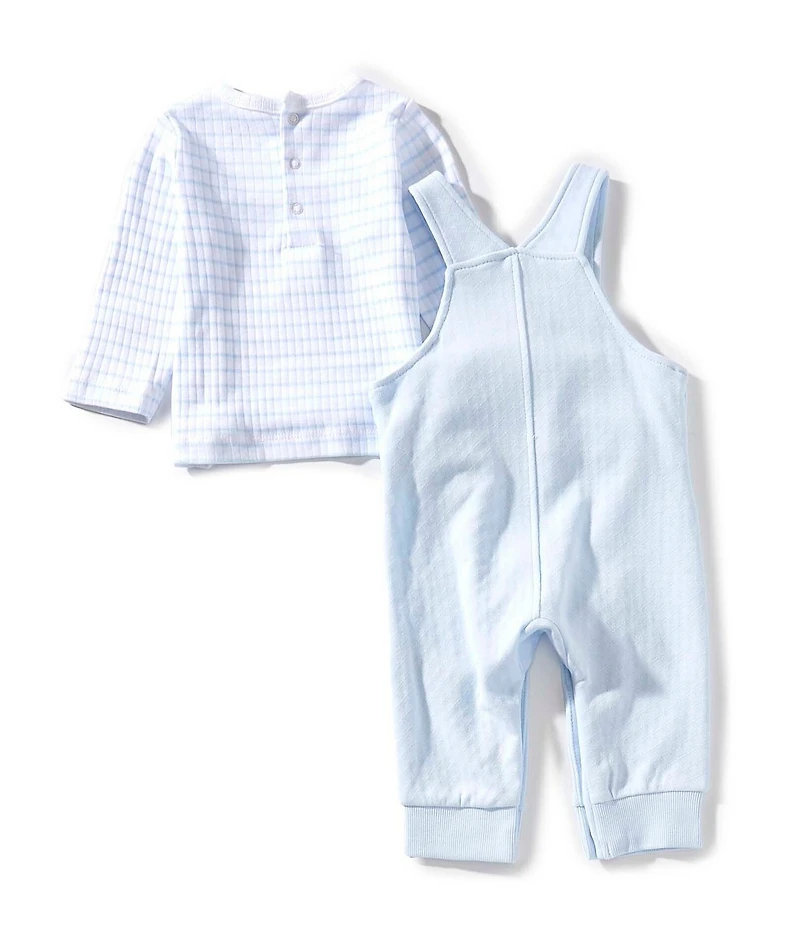 Little Me Baby Boys Sleeveless Bear-Motif Organic Cotton Overall & Long-Sleeve Striped Organic Cotton T-Shirt Set