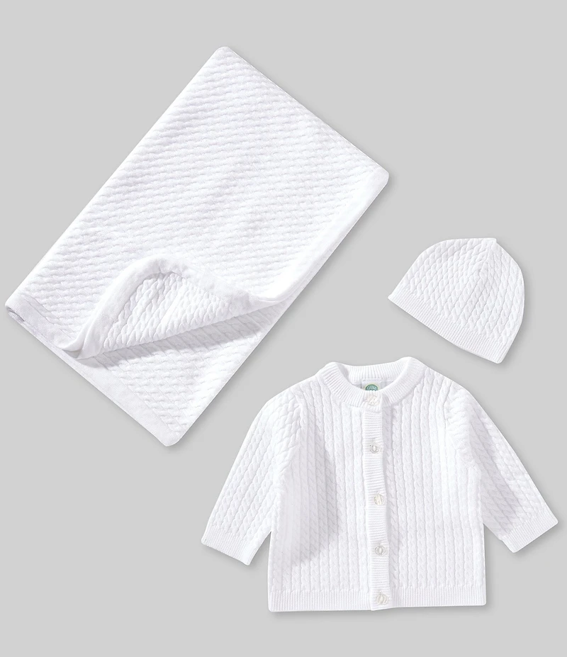 Little Me Baby Cotton Cable Knit Sweater & Blanket Gift Box Set