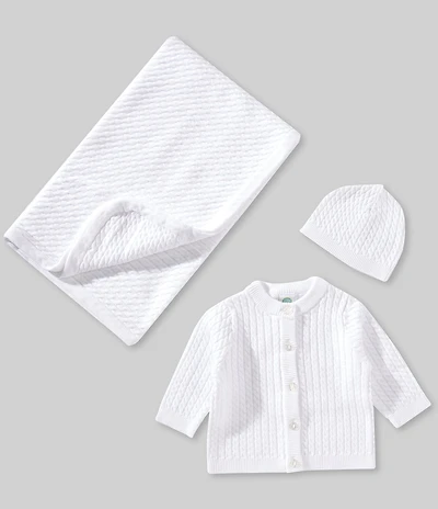 Little Me Baby Cotton Cable Knit Sweater & Blanket Gift Box Set
