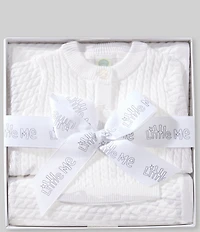 Little Me Baby Cotton Cable Knit Sweater & Blanket Gift Box Set