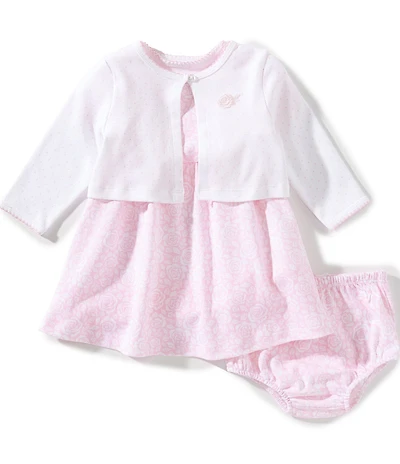 Little Me Baby Girl Cardigan & Rose Dress 3-Piece Set
