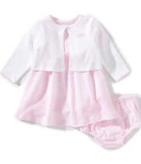 Little Me Baby Girl Cardigan & Rose Dress 3-Piece Set