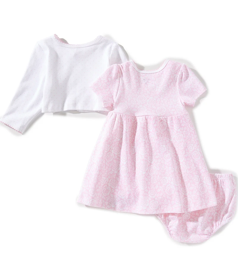 Little Me Baby Girl Cardigan & Rose Dress 3-Piece Set