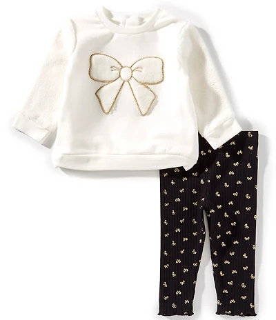 Little Me Baby Girl Long Sleeve Graphic Bow Sweater & Leggings Set