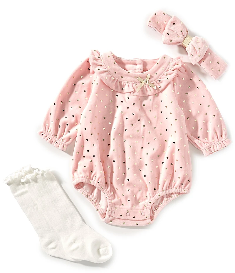 Little Me Baby Girl Shine Bubble Set With Headband And Socks