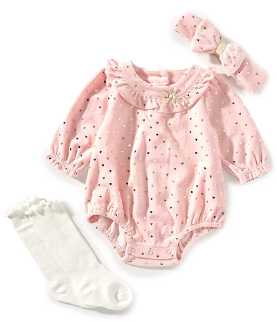 Little Me Baby Girl Shine Bubble Set With Headband And Socks