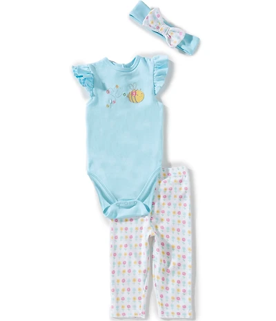 Little Me Baby Girl Short Sleeve Bumble Bee Bodysuit Set With Headband