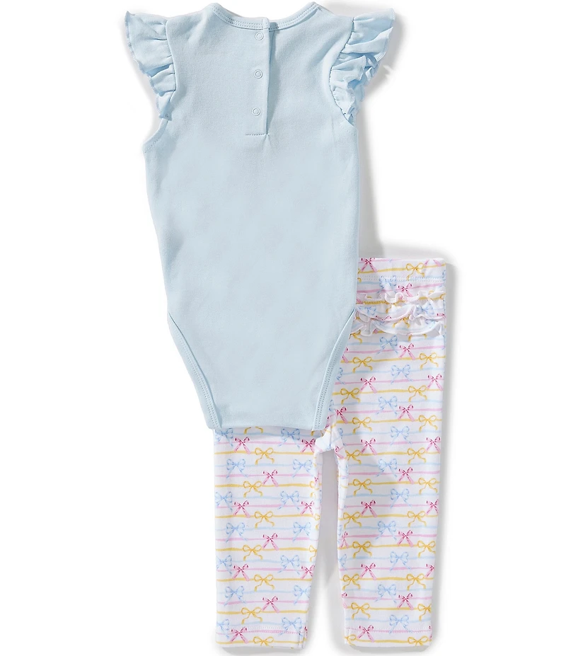 Little Me Baby Girl Short Sleeve Butterfly Bodysuit & Pants With Headband Set