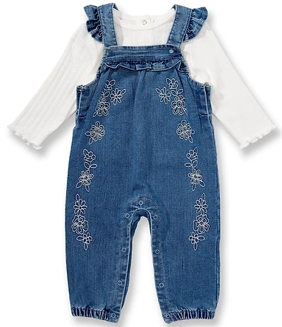 Little Me Baby Girl Sleeveless Lace-Trimmed Overall & Long-Sleeve Tunic Top Set