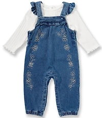 Little Me Baby Girl Sleeveless Lace-Trimmed Overall & Long-Sleeve Tunic Top Set