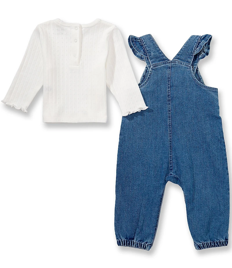 Little Me Baby Girl Sleeveless Lace-Trimmed Overall & Long-Sleeve Tunic Top Set