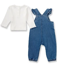 Little Me Baby Girl Sleeveless Lace-Trimmed Overall & Long-Sleeve Tunic Top Set