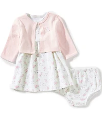 Little Me Baby Girls Cardigan & Bunny Dress 3-Piece Set