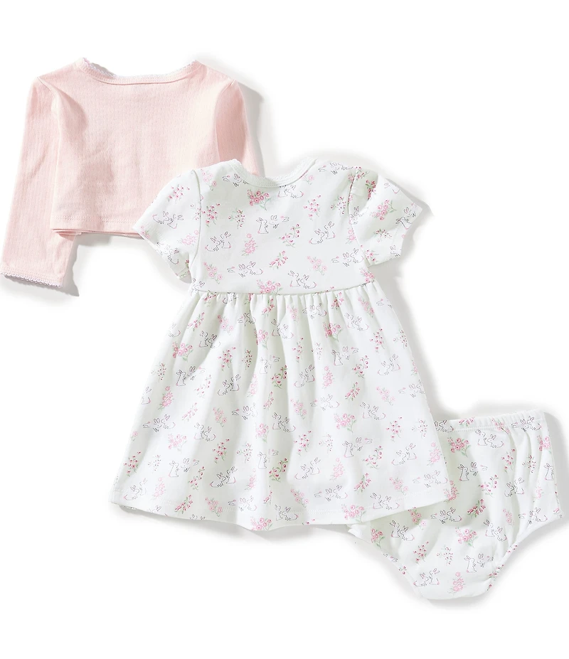 Little Me Baby Girls Cardigan & Bunny Dress 3-Piece Set
