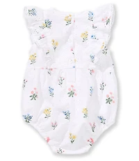 Little Me Baby Girls Cotton Ruffle Flutter Sleeve Floral Print Eyelet Embroidered Bodysuit & Headband Set