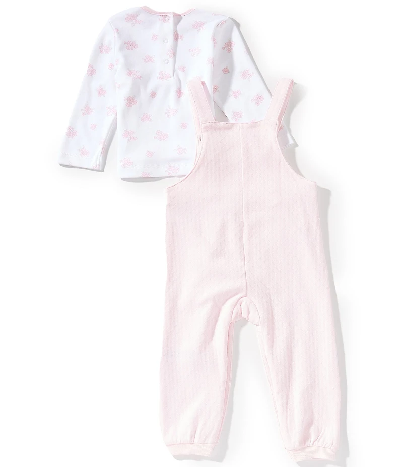 Little Me Baby Girls Dainty Long Sleeve Allover Flower & Bear Printed Overall Set