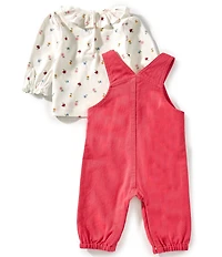 Little Me Baby Girls Flowers Denim Overall Set