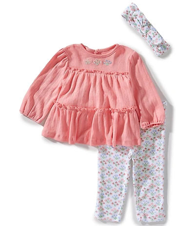 Little Me Baby Girls Garden Tunic & Pants 3-Piece Set With Headband