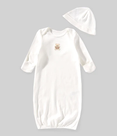 Little Me Baby Girls Gentle Bear Gown-Hat Set