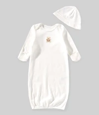 Little Me Baby Girls Gentle Bear Gown-Hat Set