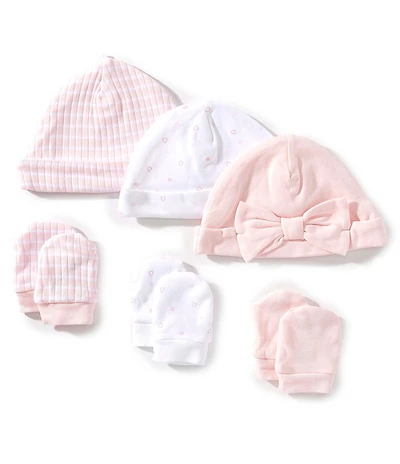 Little Me Baby Girls Hats & Mittens Six-Piece Organic Cotton Set