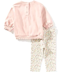 Little Me Baby Girls Long-Sleeve Animal-Printed-Heart-Appliqued Fleece Sweatshirt & Animal-Printed Knit Leggings Set