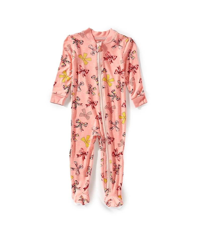 Little Me Baby Girls Long-Sleeve Bow-Printed Bamboo-Blend Footie Coverall