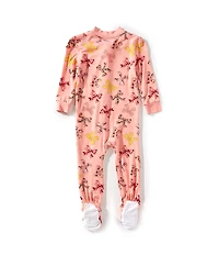 Little Me Baby Girls Long-Sleeve Bow-Printed Bamboo-Blend Footie Coverall