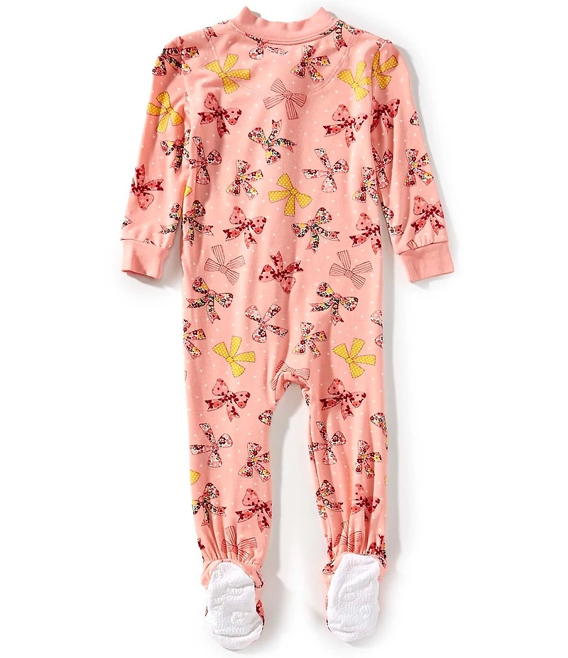 Little Me Baby Girls Long-Sleeve Bow-Printed Bamboo-Blend Footie Coverall