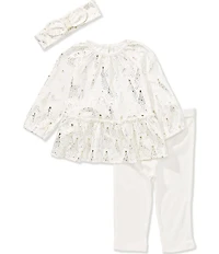 Little Me Baby Girls Long-Sleeve Christmas Tree Tunic & Solid Leggings Set