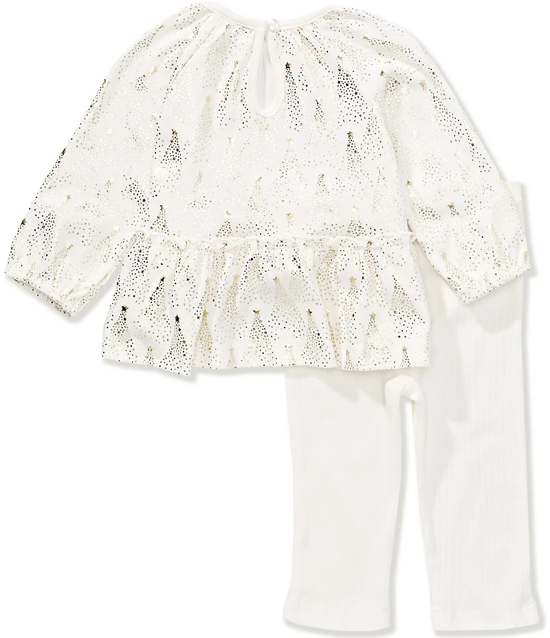 Little Me Baby Girls Long-Sleeve Christmas Tree Tunic & Solid Leggings Set