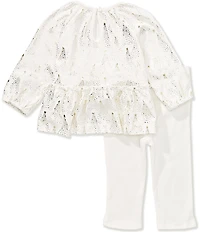 Little Me Baby Girls Long-Sleeve Christmas Tree Tunic & Solid Leggings Set