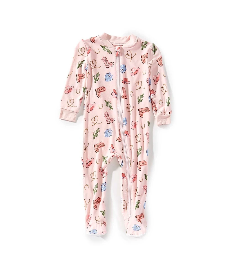 Little Me Baby Girls Long-Sleeve Cowgirl-Printed Bamboo-Blend Footie Coverall