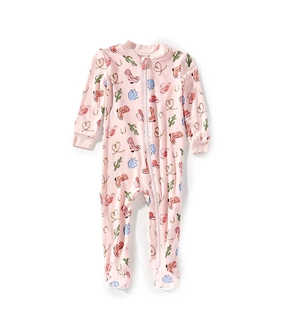 Little Me Baby Girls Long-Sleeve Cowgirl-Printed Bamboo-Blend Footie Coverall