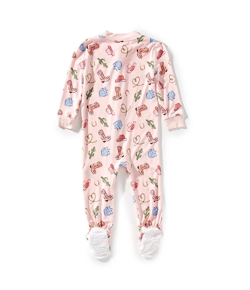 Little Me Baby Girls Long-Sleeve Cowgirl-Printed Bamboo-Blend Footie Coverall