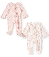 Little Me Baby Girls Long Sleeve Fab Floral Footie 2-Pack