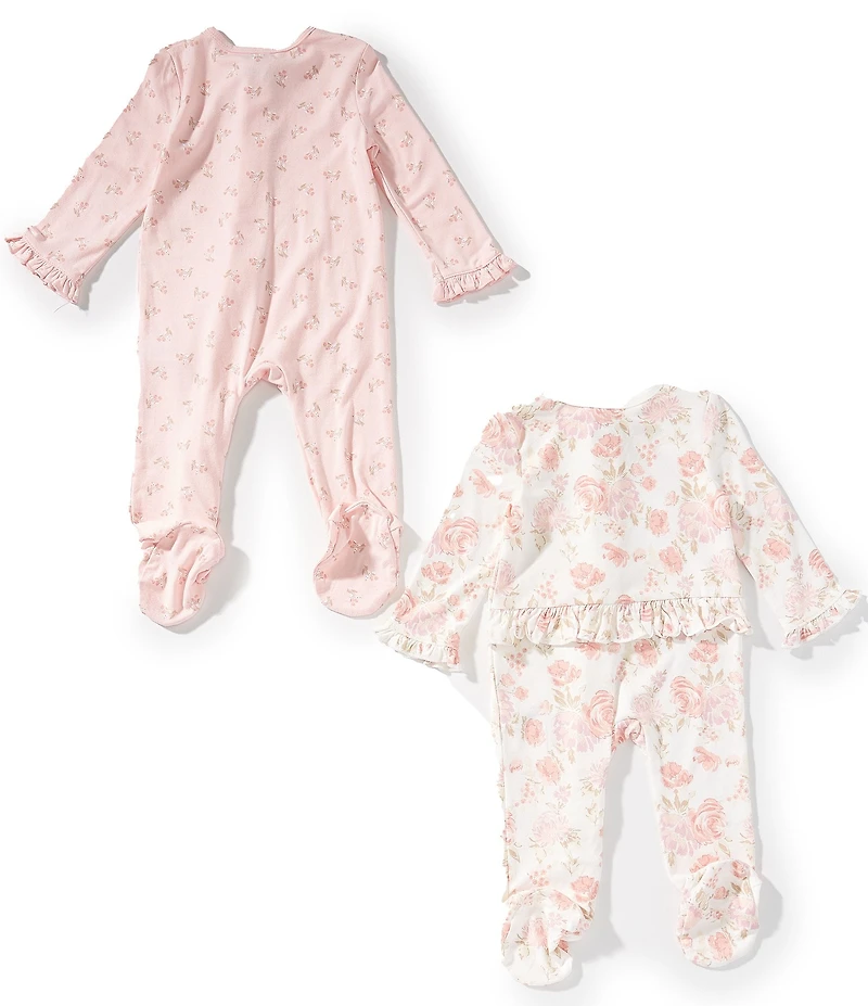 Little Me Baby Girls Long Sleeve Fab Floral Footie 2-Pack