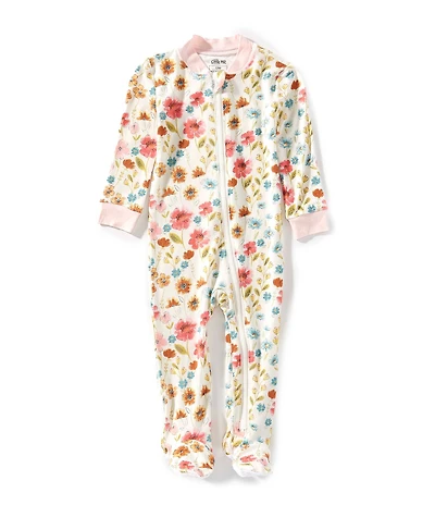 Little Me Baby Girls Long-Sleeve Floral-Printed Bamboo-Blend Footie Coverall