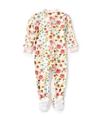 Little Me Baby Girls Long-Sleeve Floral-Printed Bamboo-Blend Footie Coverall