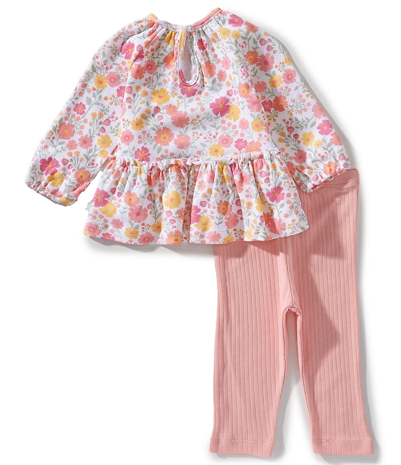 Little Me Baby Girls Long Sleeve Floral Printed Blossom Tunic Top & Legging Set With Headband