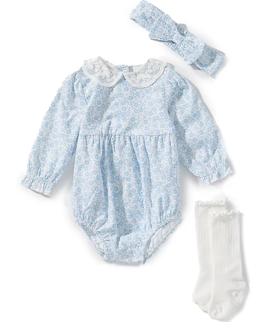 Little Me Baby Girls Long-Sleeve Floral-Printed Bodysuit