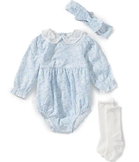 Little Me Baby Girls Long-Sleeve Floral-Printed Bodysuit