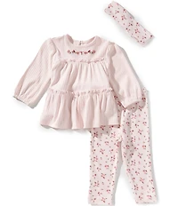 Little Me Baby Girls Long Sleeve Floral Yoke Tunic Top & Ditsy Floral Print Leggings Set