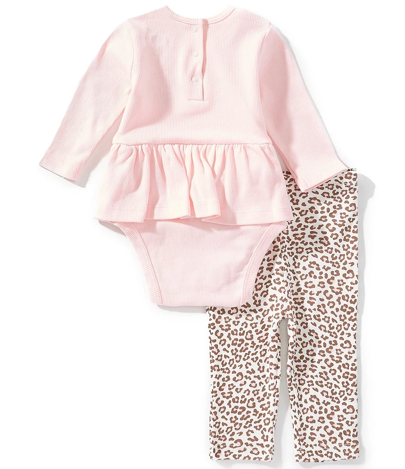 Little Me Baby Girls Long Sleeve Leopard Face Motif Bodysuit & Leopard-Printed Leggings Set