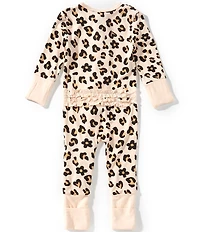 Little Me Baby Girls Long-Sleeve Leopard-Print Convertible Coverall