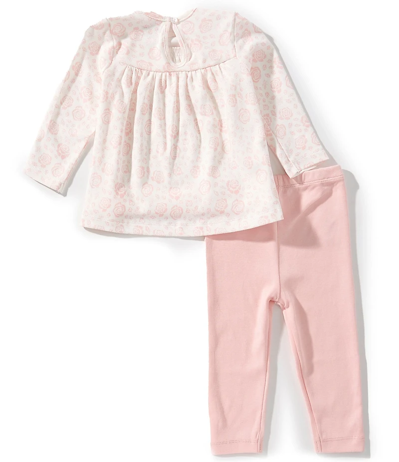 Little Me Baby Girls Long-Sleeve Rose Printed Tunic Top & Solid Leggings Set