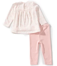 Little Me Baby Girls Long-Sleeve Rose Printed Tunic Top & Solid Leggings Set